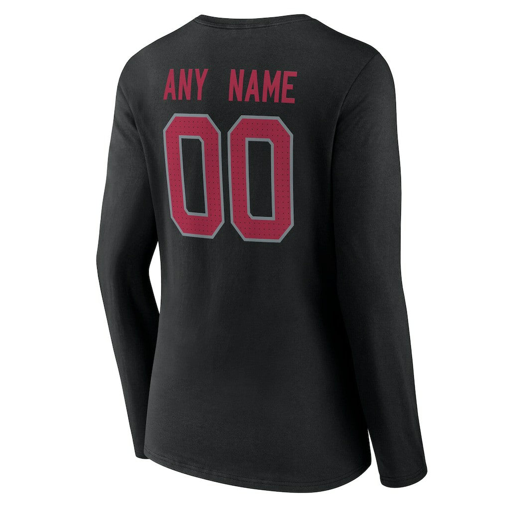 Arizona Cardinals Women's Team Authentic Personalized Name & Number Long Sleeve V-Neck T-Shirt Black | NFL