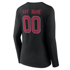 Arizona Cardinals Women's Team Authentic Personalized Name & Number Long Sleeve V-Neck T-Shirt Black | NFL