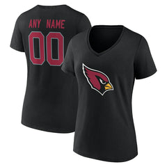 Arizona Cardinals Women's Team Authentic Personalized Name & Number V-Neck T-Shirt Black | NFL