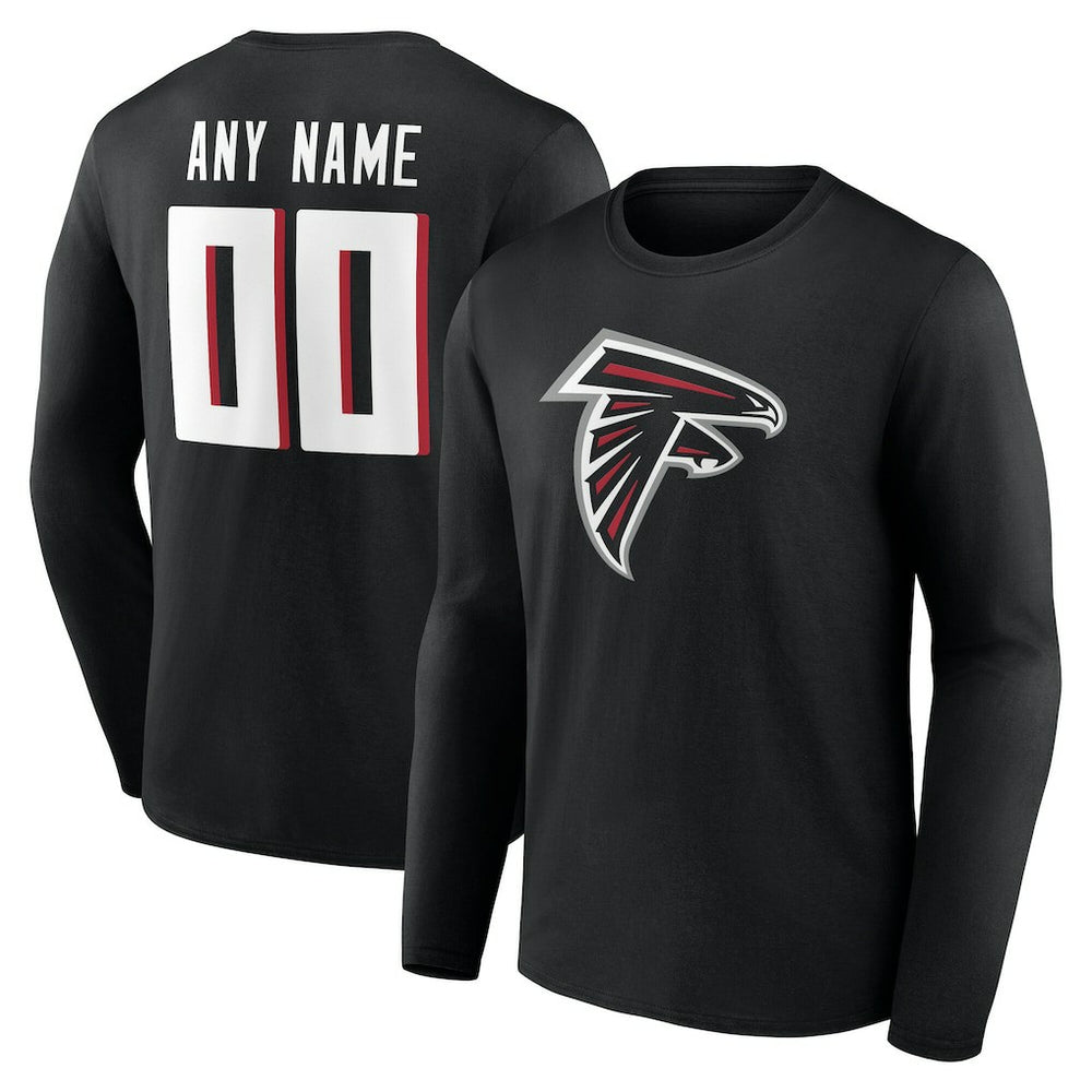 Atlanta Falcons Team Authentic Personalized Name & Number Long Sleeve T-Shirt Black | NFL