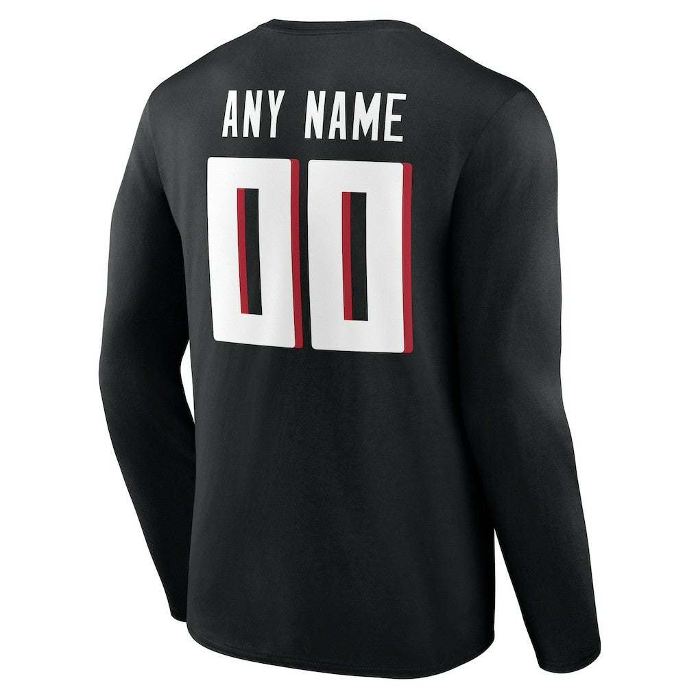 Atlanta Falcons Team Authentic Personalized Name & Number Long Sleeve T-Shirt Black | NFL