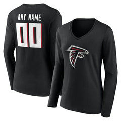 Atlanta Falcons Women's Team Authentic Personalized Name & Number Long Sleeve V-Neck T-Shirt Black | NFL