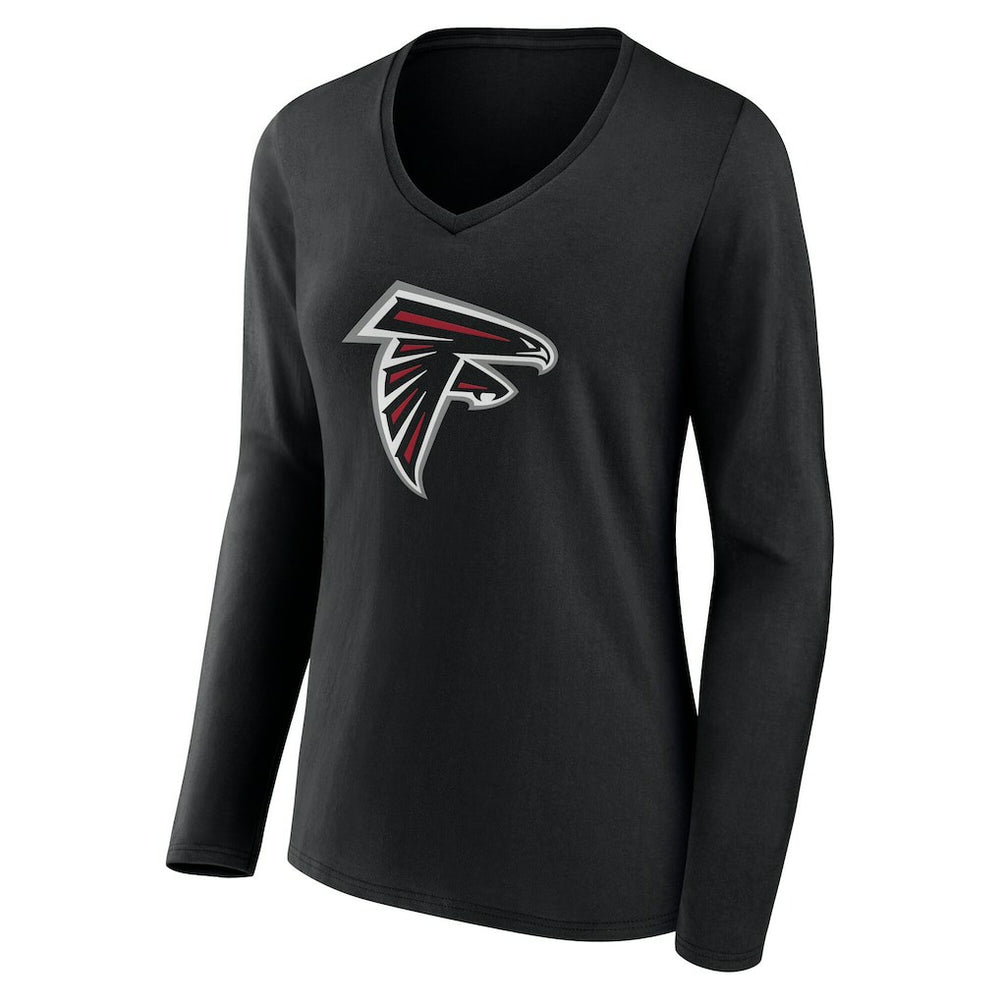 Atlanta Falcons Women's Team Authentic Personalized Name & Number Long Sleeve V-Neck T-Shirt Black | NFL