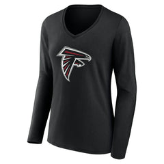 Atlanta Falcons Women's Team Authentic Personalized Name & Number Long Sleeve V-Neck T-Shirt Black | NFL