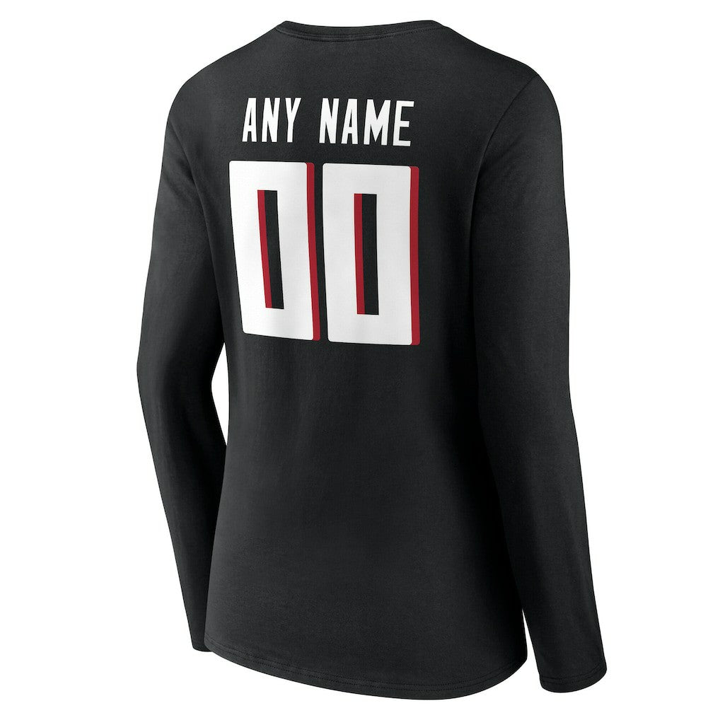 Atlanta Falcons Women's Team Authentic Personalized Name & Number Long Sleeve V-Neck T-Shirt Black | NFL