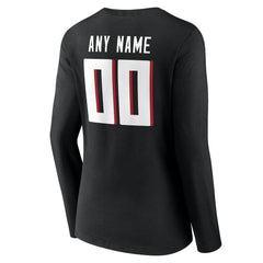 Atlanta Falcons Women's Team Authentic Personalized Name & Number Long Sleeve V-Neck T-Shirt Black | NFL