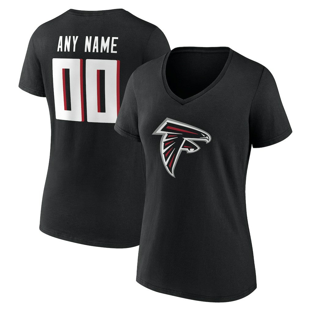 Atlanta Falcons Women's Team Authentic Personalized Name & Number V-Neck T-Shirt Black | NFL