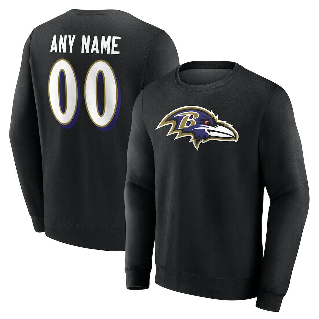 Baltimore Ravens Team Authentic Personalized Name & Number Sweatshirt Black | NFL