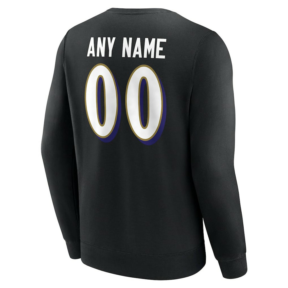 Baltimore Ravens Team Authentic Personalized Name & Number Sweatshirt Black | NFL