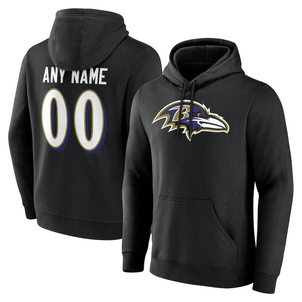 Baltimore Ravens Team Authentic Personalized Name & Number Hoodie Black | NFL