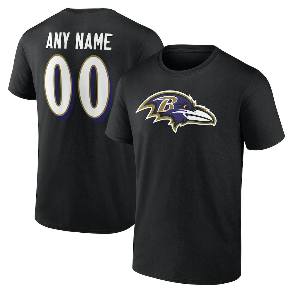 Baltimore Ravens Team Authentic Personalized Name & Number T-Shirt Black | NFL