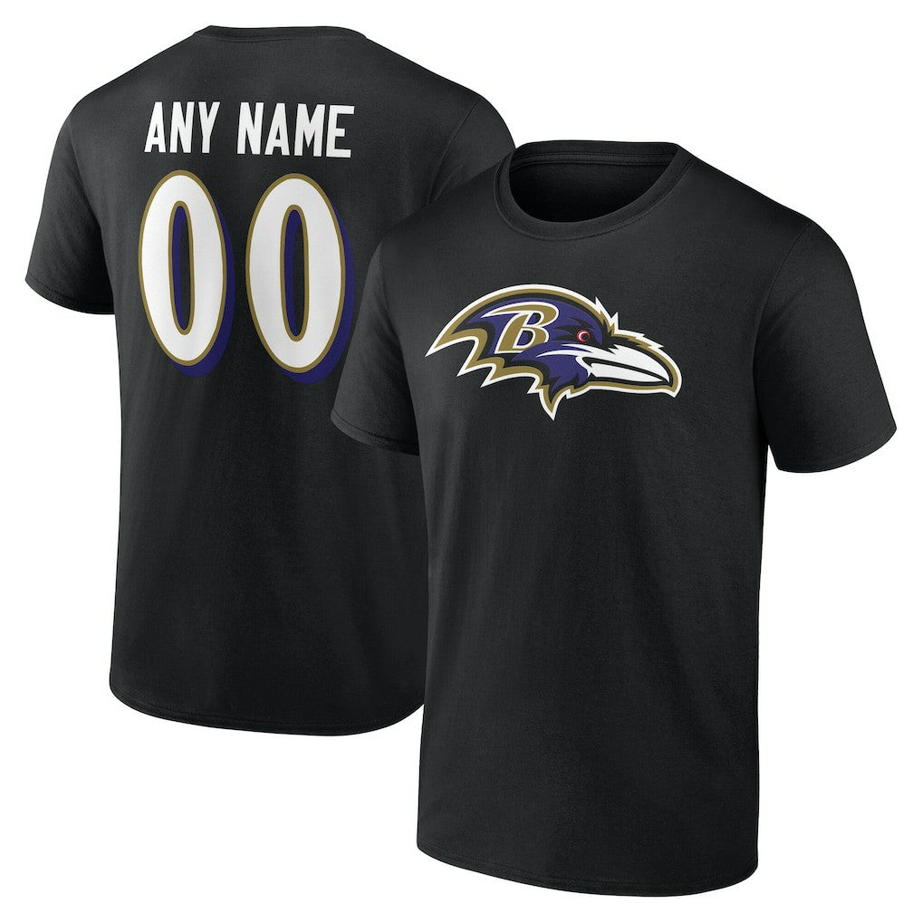 Baltimore Ravens Team Authentic Personalized Name & Number T-Shirt Black | NFL