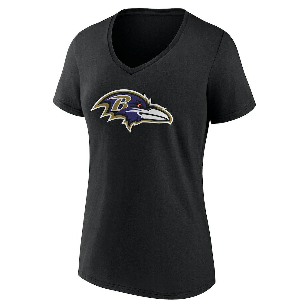Baltimore Ravens Women's Team Authentic Personalized Name & Number V-Neck T-Shirt Black | NFL