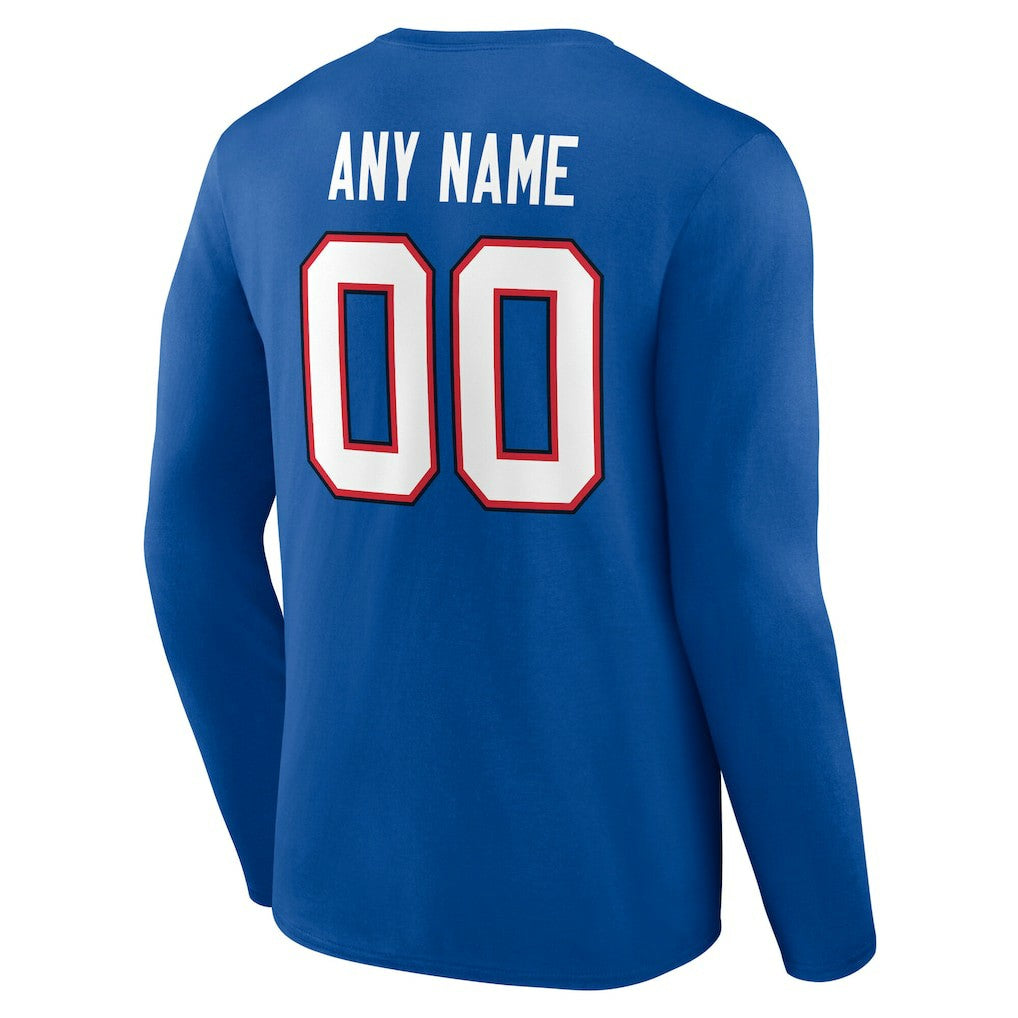 Buffalo Bills Team Authentic Personalized Name & Number Long Sleeve T-Shirt Royal | NFL