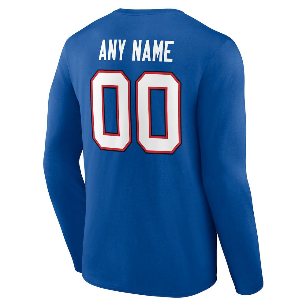 Buffalo Bills Team Authentic Personalized Name & Number Long Sleeve T-Shirt Royal | NFL