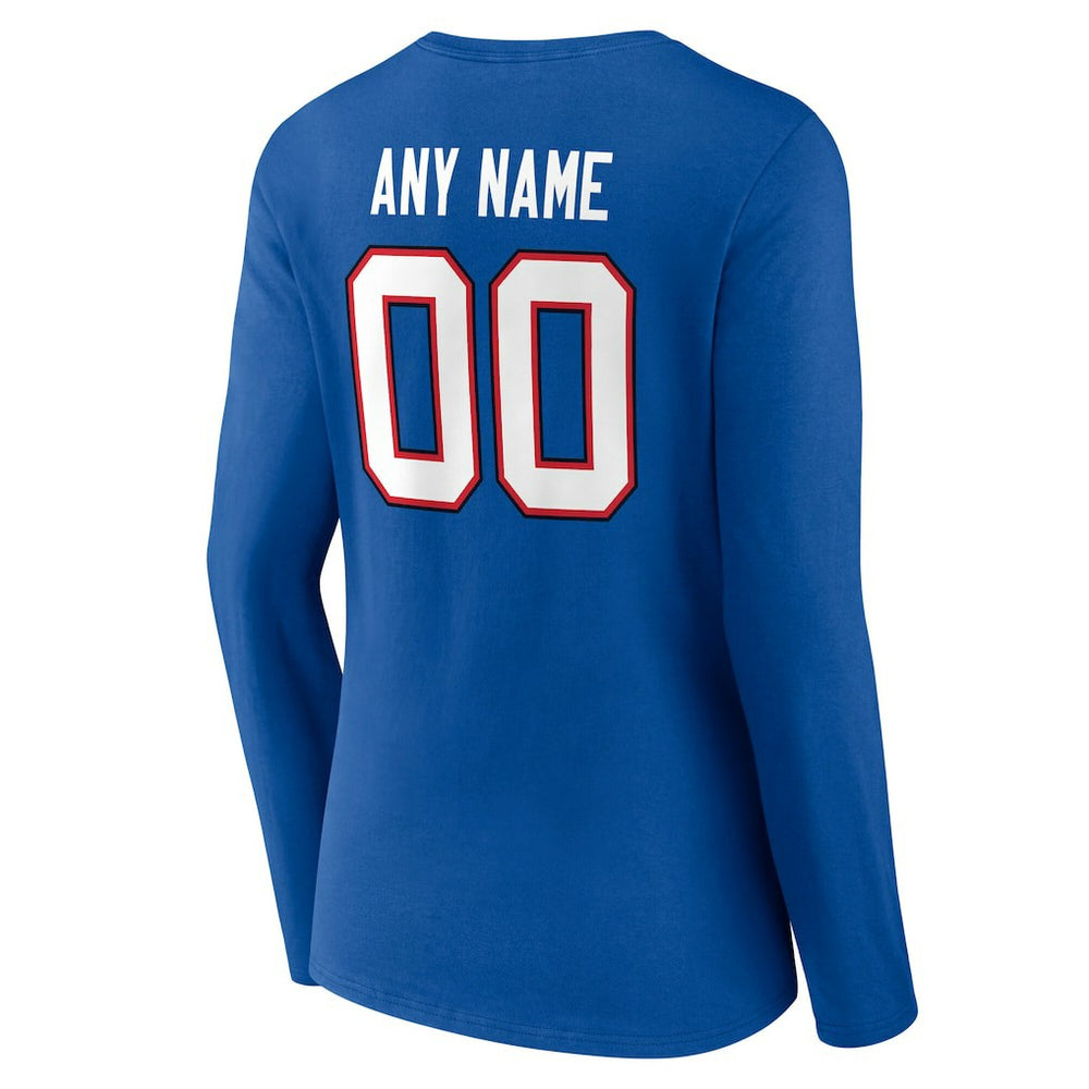 Buffalo Bills Women's Team Authentic Personalized Name & Number Long Sleeve V-Neck T-Shirt Royal | NFL