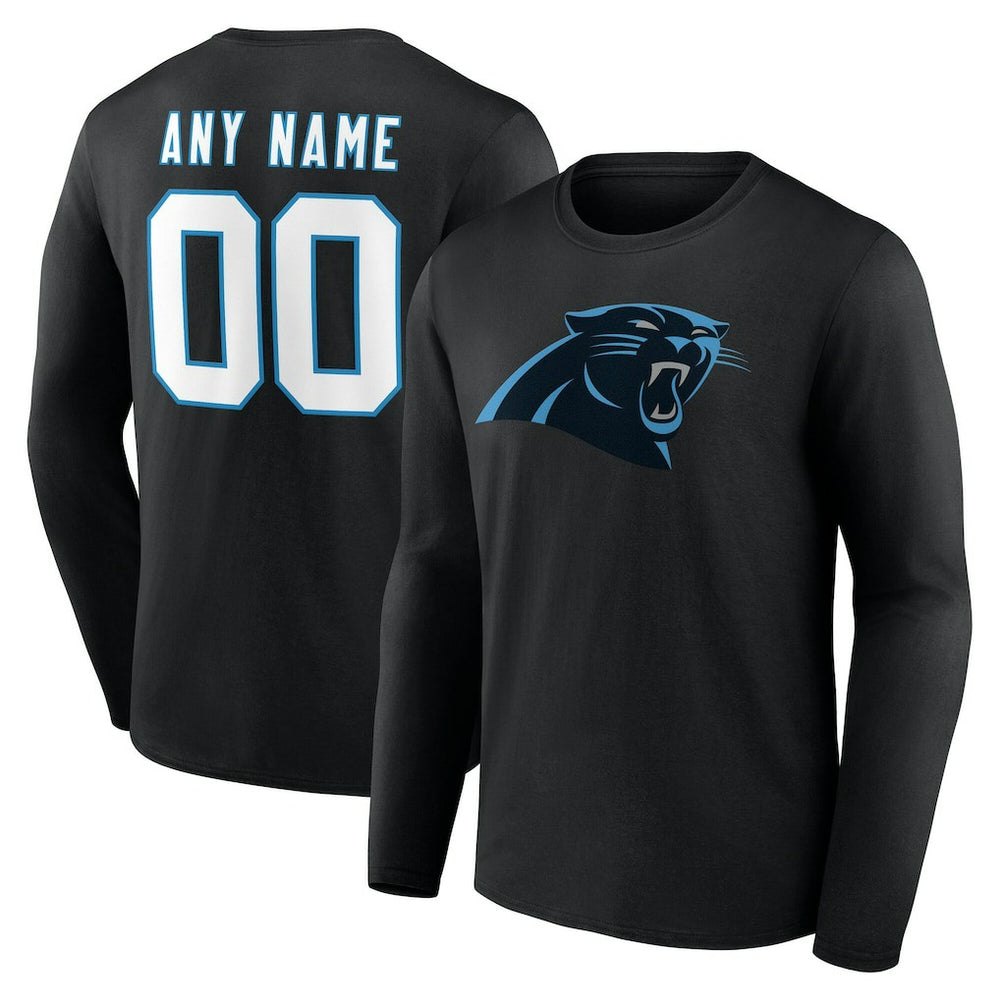Carolina Panthers Team Authentic Personalized Name & Number Long Sleeve T-Shirt Black | NFL