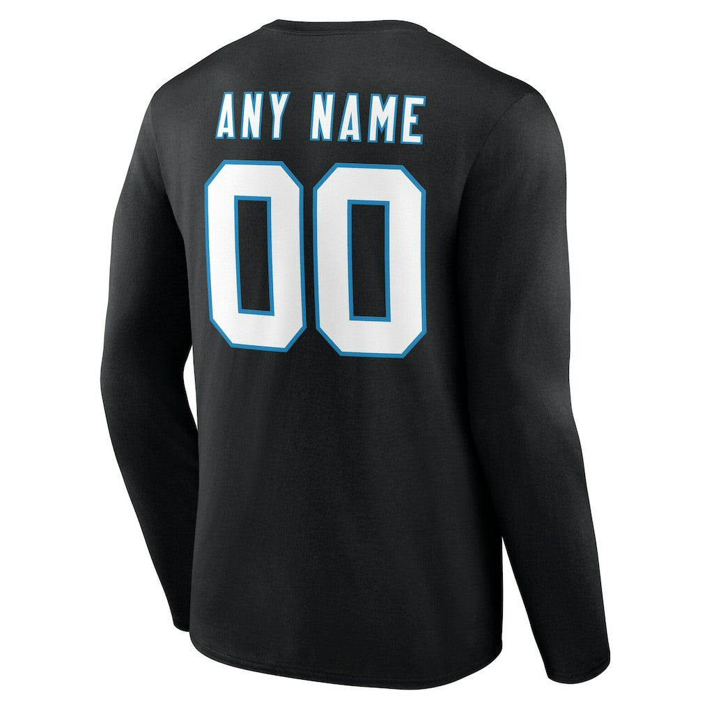 Carolina Panthers Team Authentic Personalized Name & Number Long Sleeve T-Shirt Black | NFL