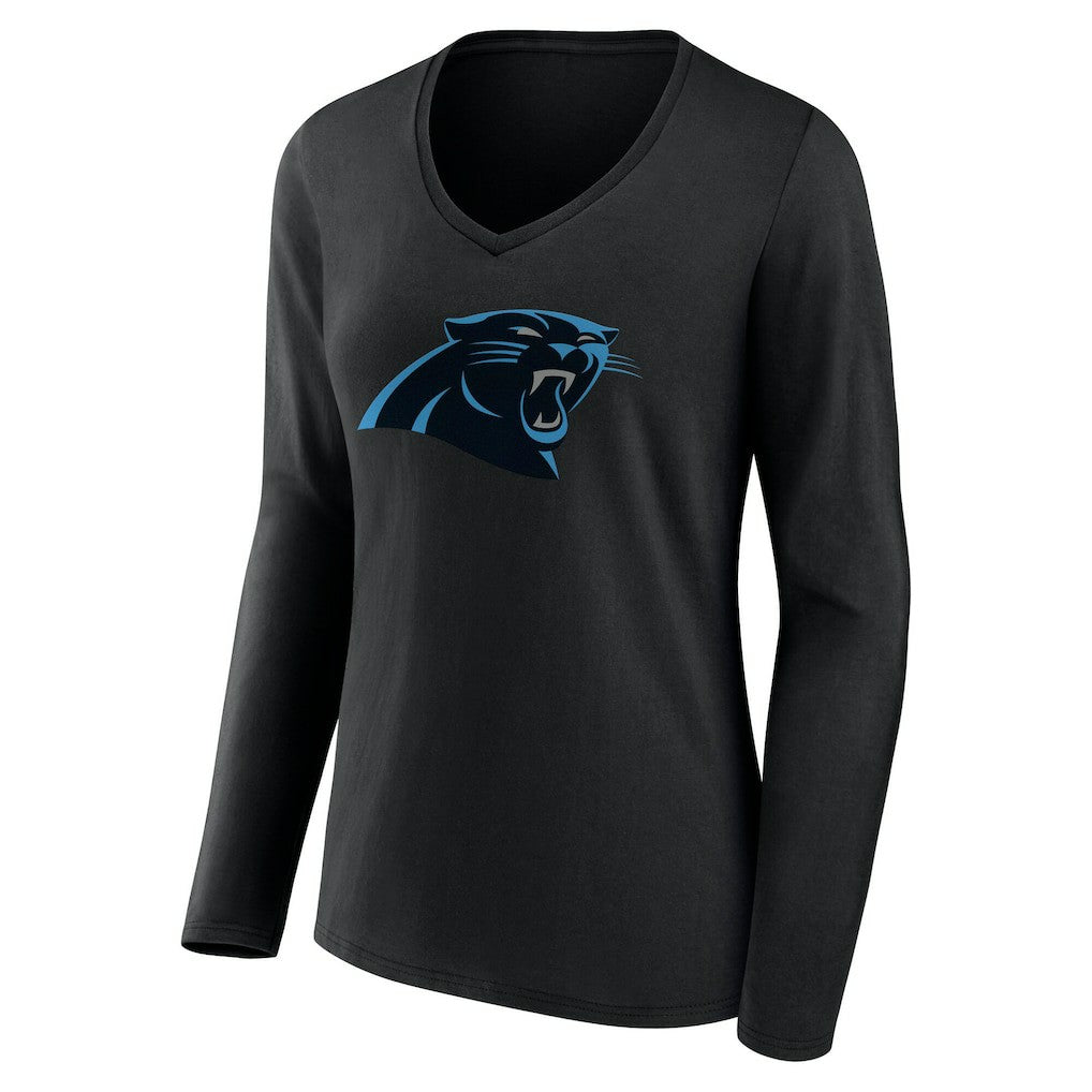 Carolina Panthers Women's Team Authentic Personalized Name & Number Long Sleeve V-Neck T-Shirt Black | NFL