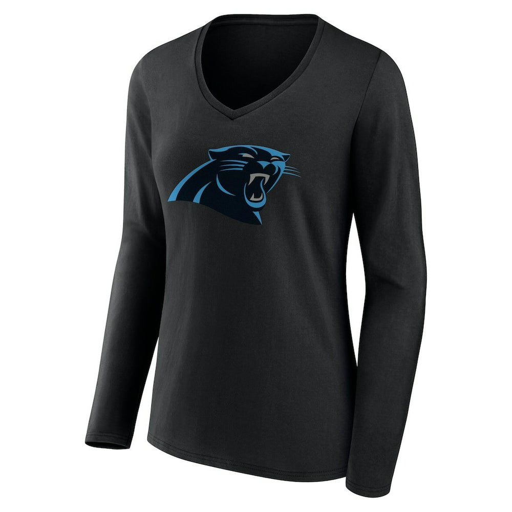 Carolina Panthers Women's Team Authentic Personalized Name & Number Long Sleeve V-Neck T-Shirt Black | NFL