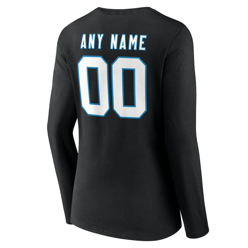 Carolina Panthers Women's Team Authentic Personalized Name & Number Long Sleeve V-Neck T-Shirt Black | NFL