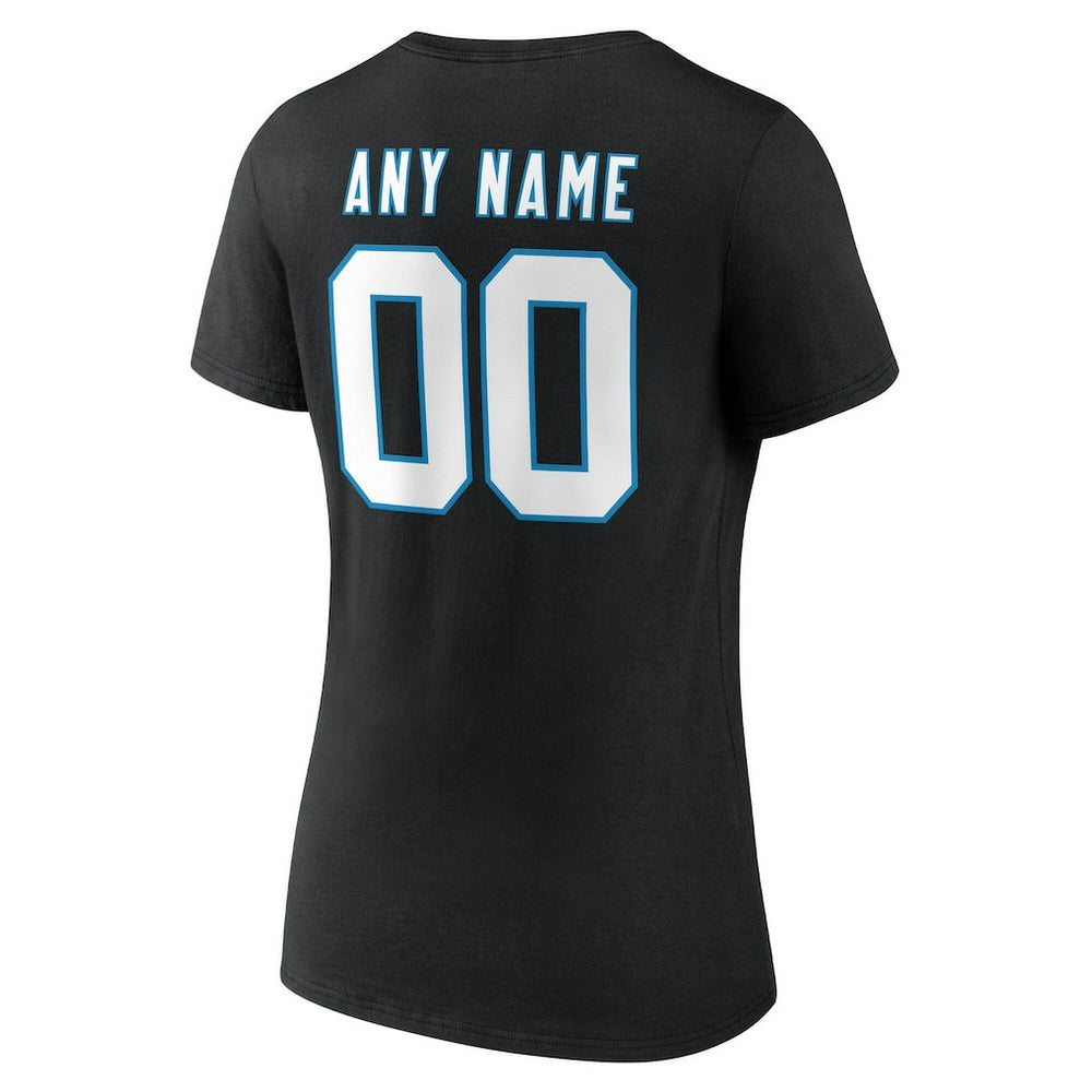 Carolina Panthers Women's Team Authentic Personalized Name & Number V-Neck T-Shirt Black | NFL
