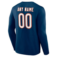 Chicago Bears Team Authentic Personalized Name & Number Long Sleeve T-Shirt Navy | NFL