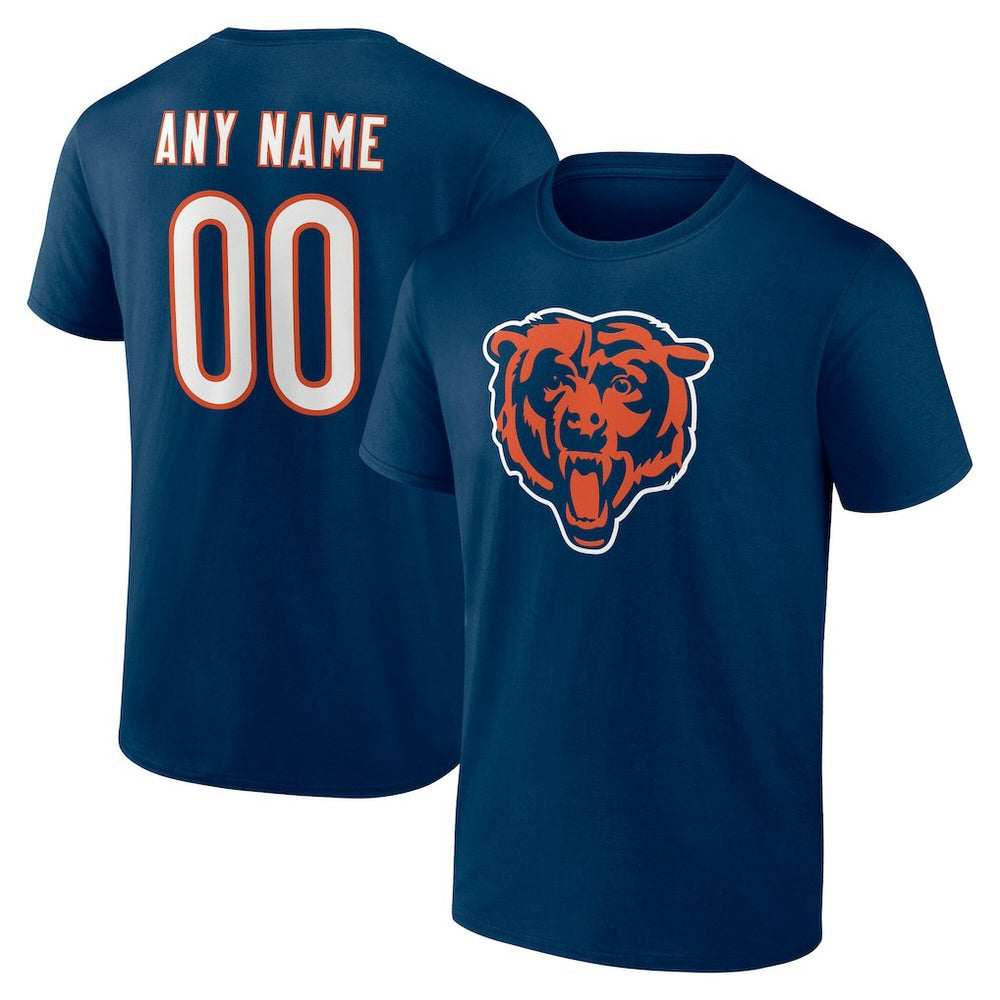 Chicago Bears Team Authentic Personalized Name & Number T-Shirt Navy | NFL