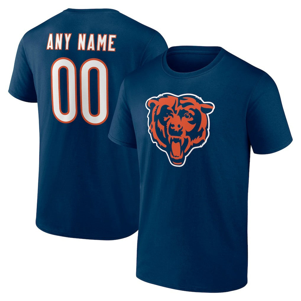 Chicago Bears Team Authentic Personalized Name & Number T-Shirt Navy | NFL