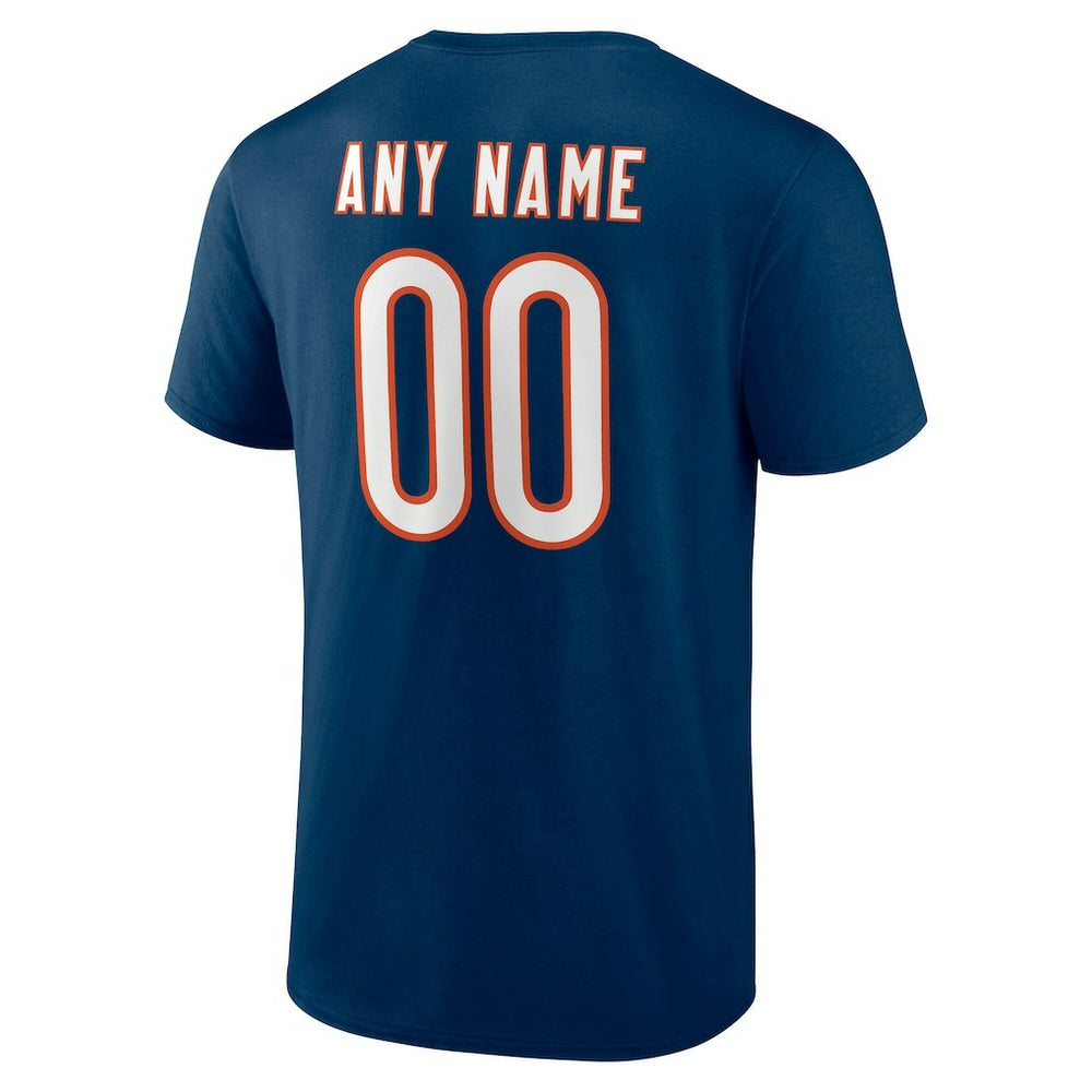 Chicago Bears Team Authentic Personalized Name & Number T-Shirt Navy | NFL