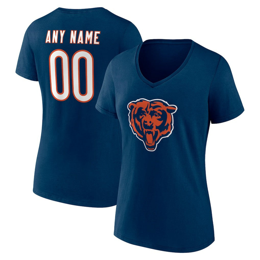 Chicago Bears Women's Team Authentic Personalized Name & Number V-Neck T-Shirt Navy | NFL
