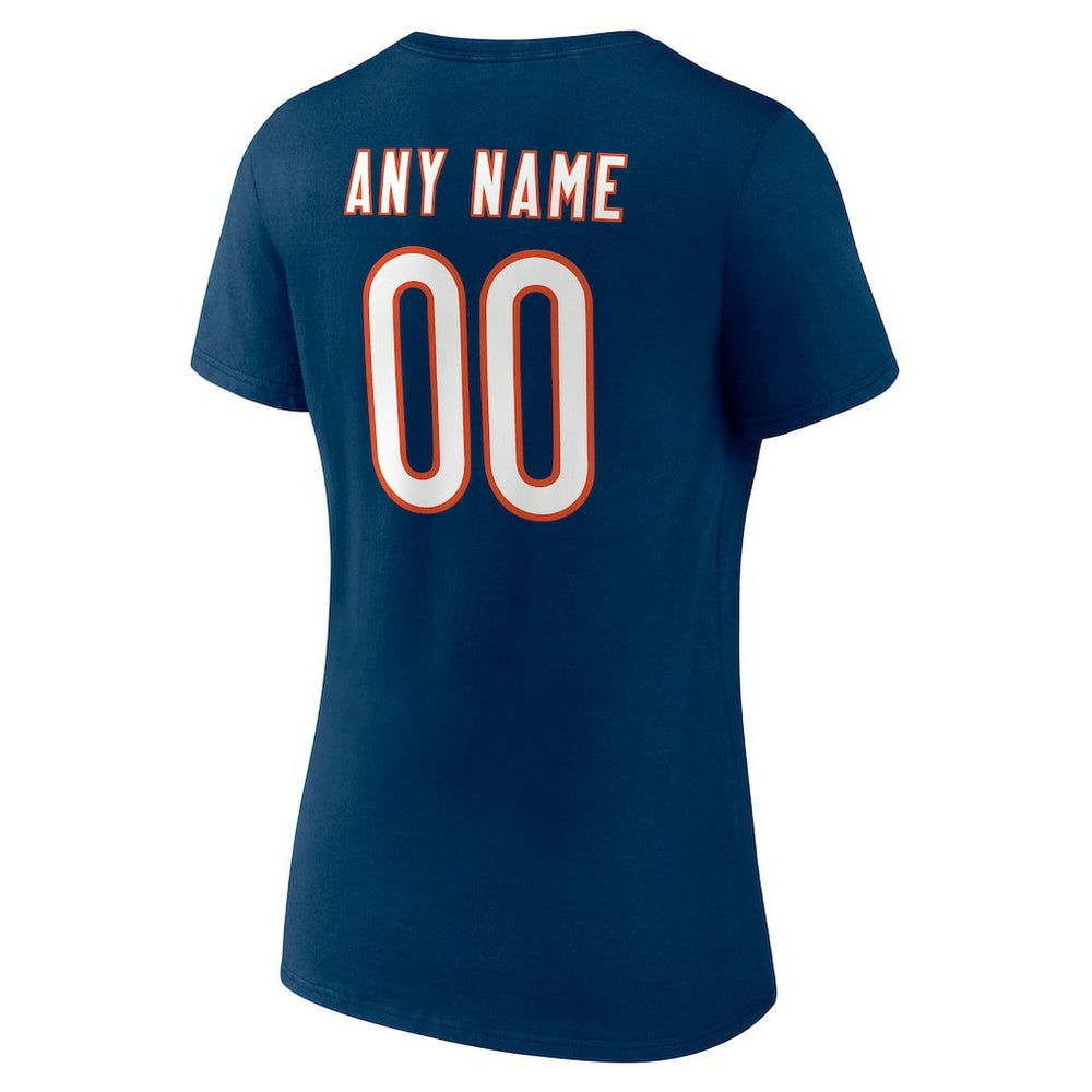 Chicago Bears Women's Team Authentic Personalized Name & Number V-Neck T-Shirt Navy | NFL