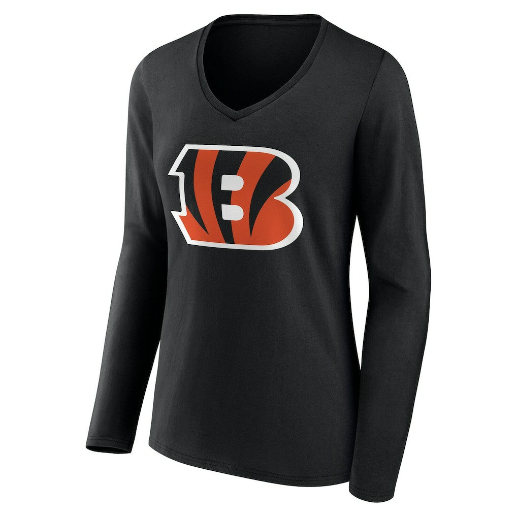 Cincinnati Bengals Women's Team Authentic Personalized Name & Number Long Sleeve V-Neck T-Shirt Black | NFL