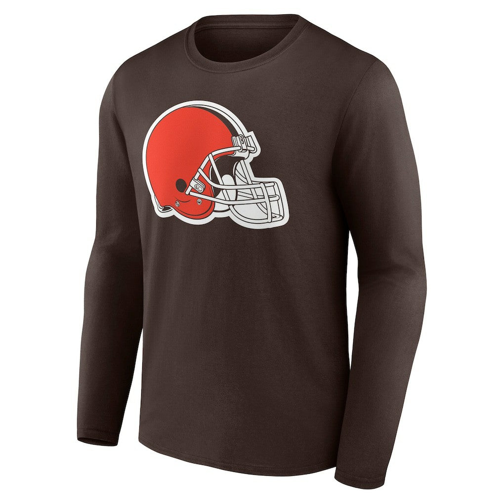 Cleveland Browns Team Authentic Personalized Name & Number Long Sleeve T-Shirt Brown | NFL