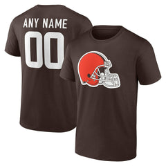 Cleveland Browns Team Authentic Personalized Name & Number T-Shirt Brown | NFL