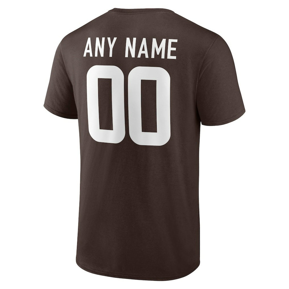 Cleveland Browns Team Authentic Personalized Name & Number T-Shirt Brown | NFL