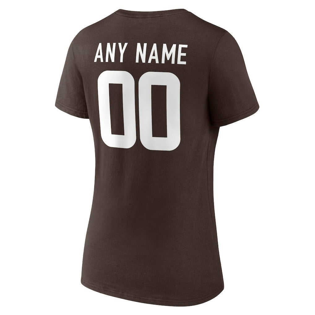 Cleveland Browns Women's Team Authentic Personalized Name & Number V-Neck T-Shirt Brown | NFL