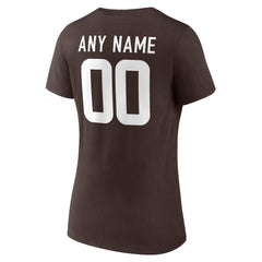 Cleveland Browns Women's Team Authentic Personalized Name & Number V-Neck T-Shirt Brown | NFL