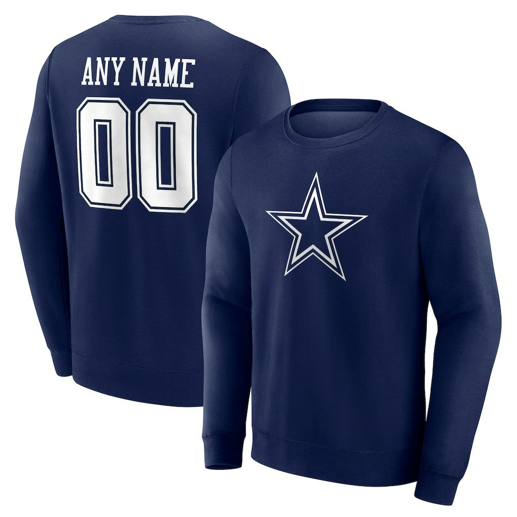 Dallas Cowboys Team Authentic Personalized Name & Number Sweatshirt Navy | NFL