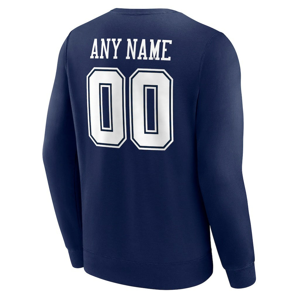 Dallas Cowboys Team Authentic Personalized Name & Number Sweatshirt Navy | NFL