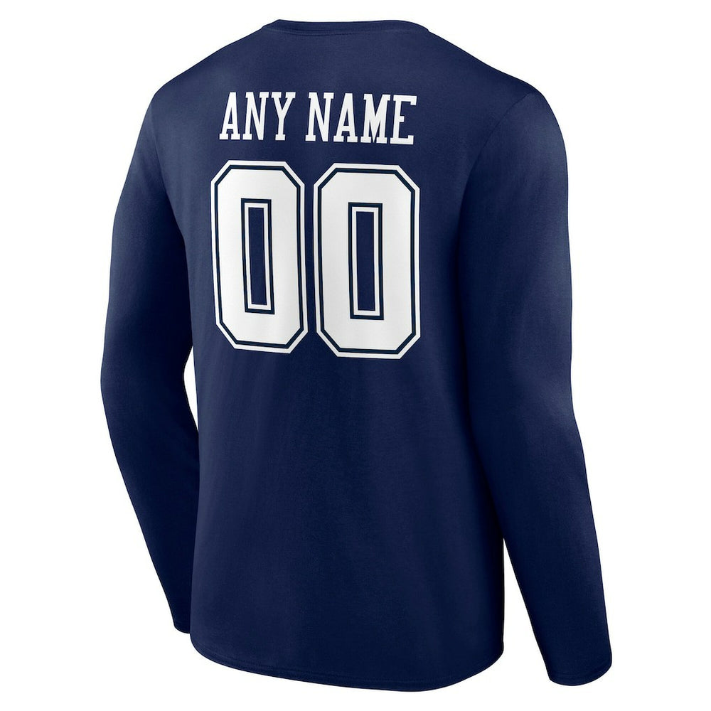 Dallas Cowboys Team Authentic Personalized Name & Number Long Sleeve T-Shirt Navy | NFL
