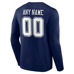 Dallas Cowboys Team Authentic Personalized Name & Number Long Sleeve T-Shirt Navy | NFL