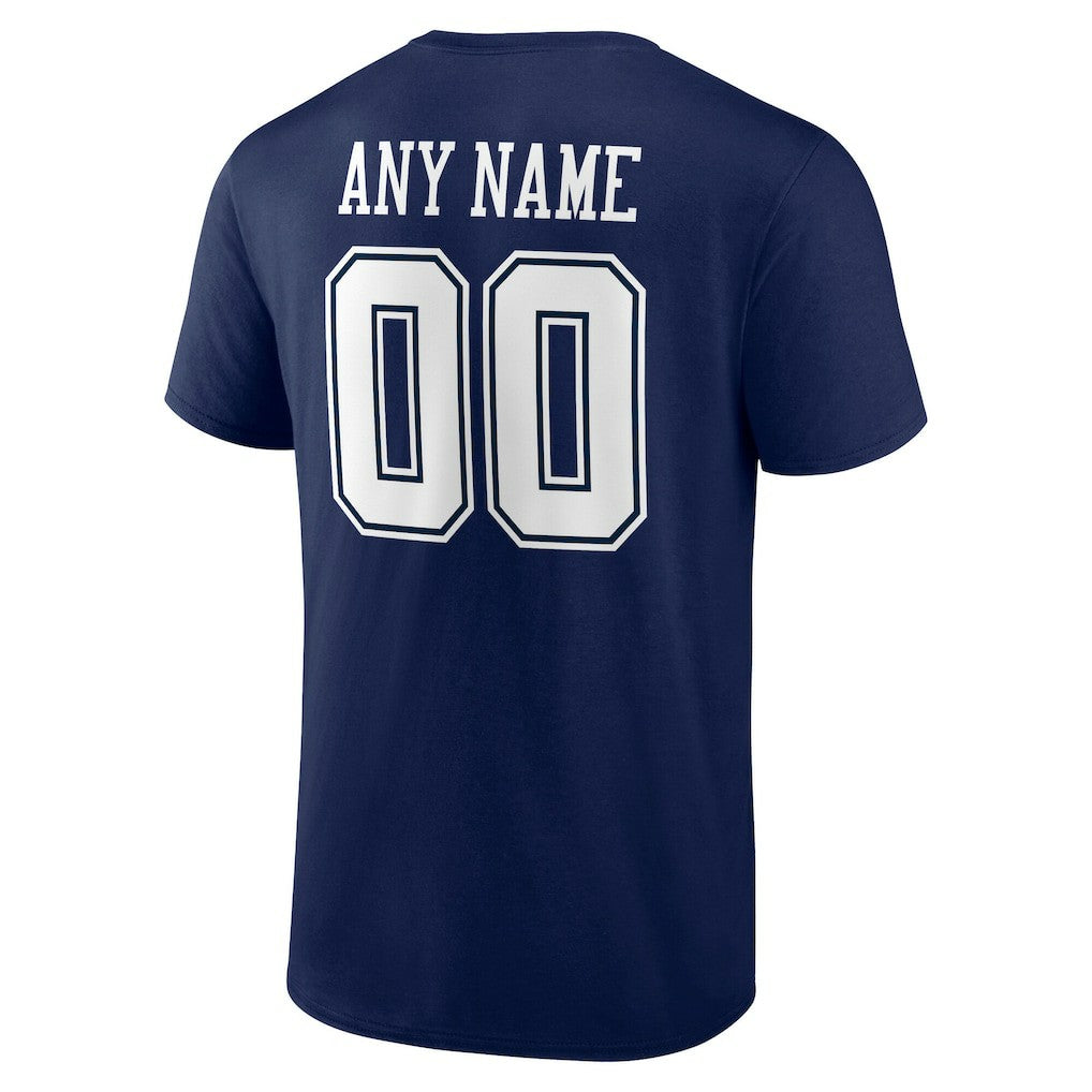 Dallas Cowboys Team Authentic Personalized Name & Number T-Shirt Navy | NFL