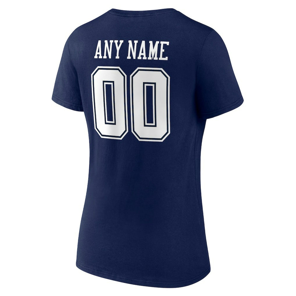 Dallas Cowboys Women's Team Authentic Personalized Name & Number V-Neck T-Shirt Navy | NFL