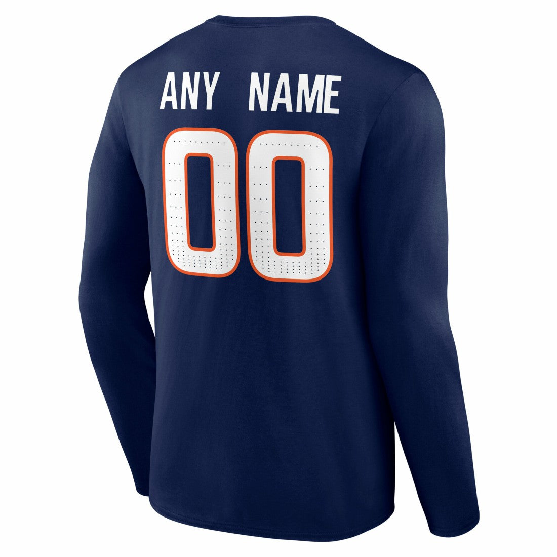 Denver Broncos Team Authentic Personalized Name & Number Long Sleeve T-Shirt Navy | NFL