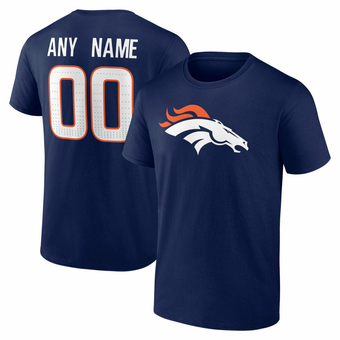Denver Broncos Team Authentic Personalized Name & Number T-Shirt Navy | NFL