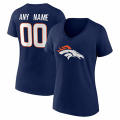 Denver Broncos Women's Team Authentic Personalized Name & Number V-Neck T-Shirt Navy | NFL