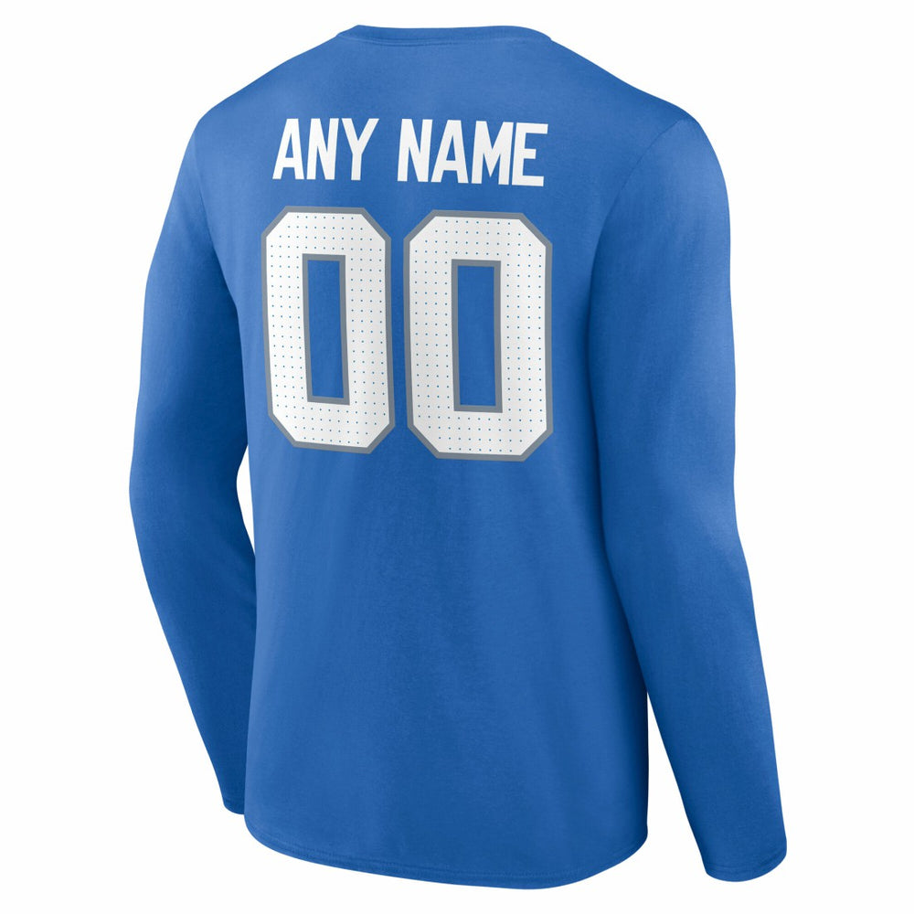 Detroit Lions Team Authentic Personalized Name & Number Long Sleeve T-Shirt Blue | NFL