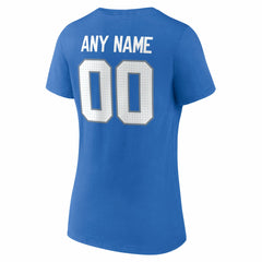 Detroit Lions Women's Team Authentic Personalized Name & Number V-Neck T-Shirt Blue | NFL