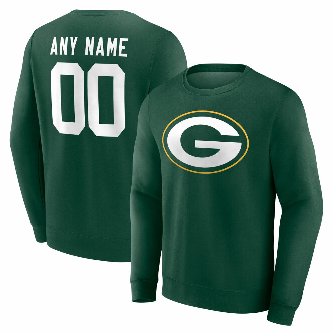 Green Bay Packers Team Authentic Personalized Name & Number Sweatshirt Green | NFL